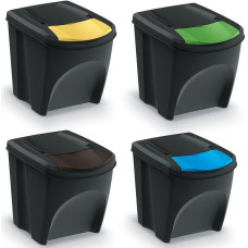 Prosperplast KEDEN KOSZ NA ŚMIECI SORTIBOX 25L SET 4 - CZARNY RECYKLING