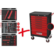 Ks Tools Instrumentu ratiņi ECOline, 7 atvilktnes +215gab. komplekts, KS Tools