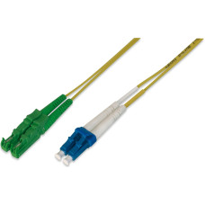Digitus fiber optic patch cable duplex, E2000 (8° APC) > LC (UPC) connector, single-mode OS2 (yellow, 3 meters)