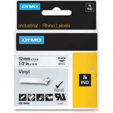 Dymo Rhino Label IND, Vinyl 12 mm x 5,5 m black to white