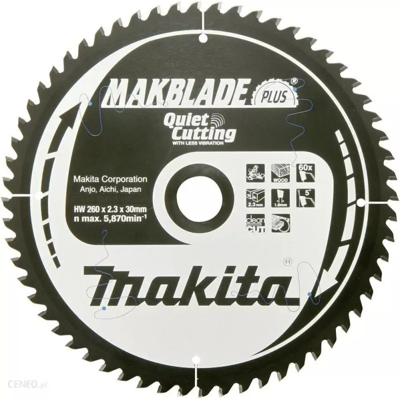 Makita PIŁA TARCZOWA  260x30x48z MAKBLADE PLUS DREWNO