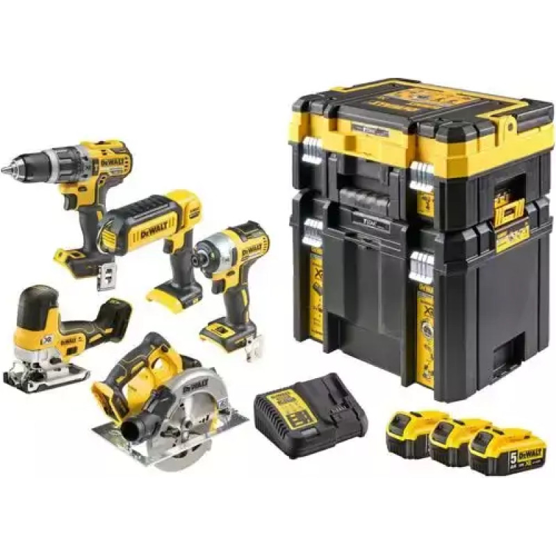 Dewalt ZESTAW COMBO 18V DCK500P3T (DCD796 + DCF887 + DCS570 + DCS335 + DCL050) 3x5,0Ah 2x TSTAK