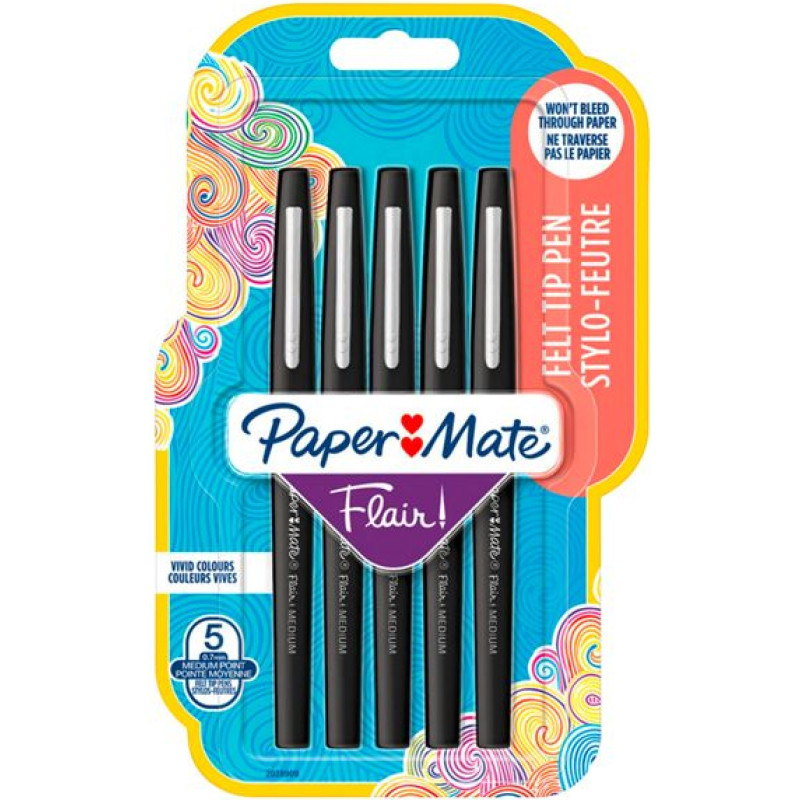 Paper Mate 1x5 Paper Mate Flair Felt Tip Pen  M 0,7 mm black