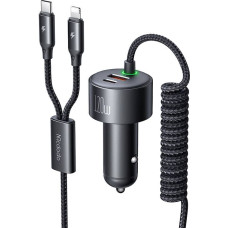 Mcdodo CC-0370 car charger, USB-C, Lightning, 120W, retractable cables