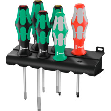 Wera 334/368/6 screwdriver set Kraftform Plus + Rack (black/green, 6 pieces, with Lasertip)