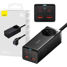 Baseus GaN3 Pro wall charger / powerstrip 2xUSB + 2xUSB-C + AC, 100W (black)