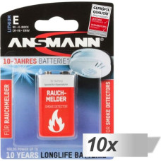 Ansmann 10x1 Ansmann Lithium 9V-Block specifically for Smoke Detector