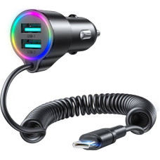 Joyroom Car charger Joyroom JR-CL24, 2x USB + Type-C cable (black)