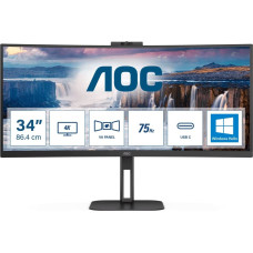 AOC V5 CU34V5CW LED display 86,4 cm (34") 3440 x 1440 pikseļi Wide Quad HD Melns