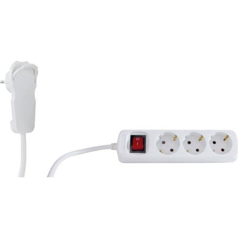 REV Multiple Socket Outlet 2m 3-fold Flat Plug w. switch white