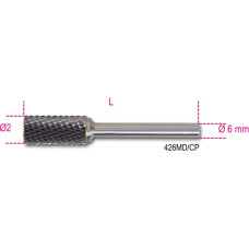 Beta SINTERED CARBIDE ROTARY FILE, CYLINDRICAL 8 X 19 MM, PIN 6MM 426MD/CP8