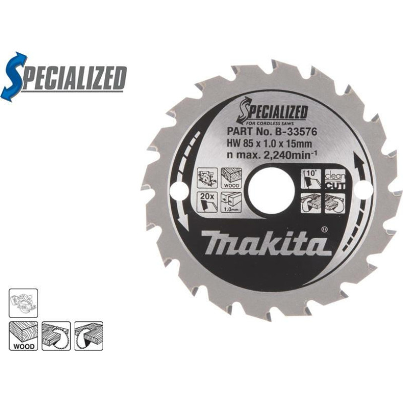 Makita PIŁA TARCZOWA   85x15x20z SPECJALIZED DREWNO