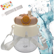 Extralink | Bottle for school, kindergarten | water bottle, with straw, strap, 1L, brown