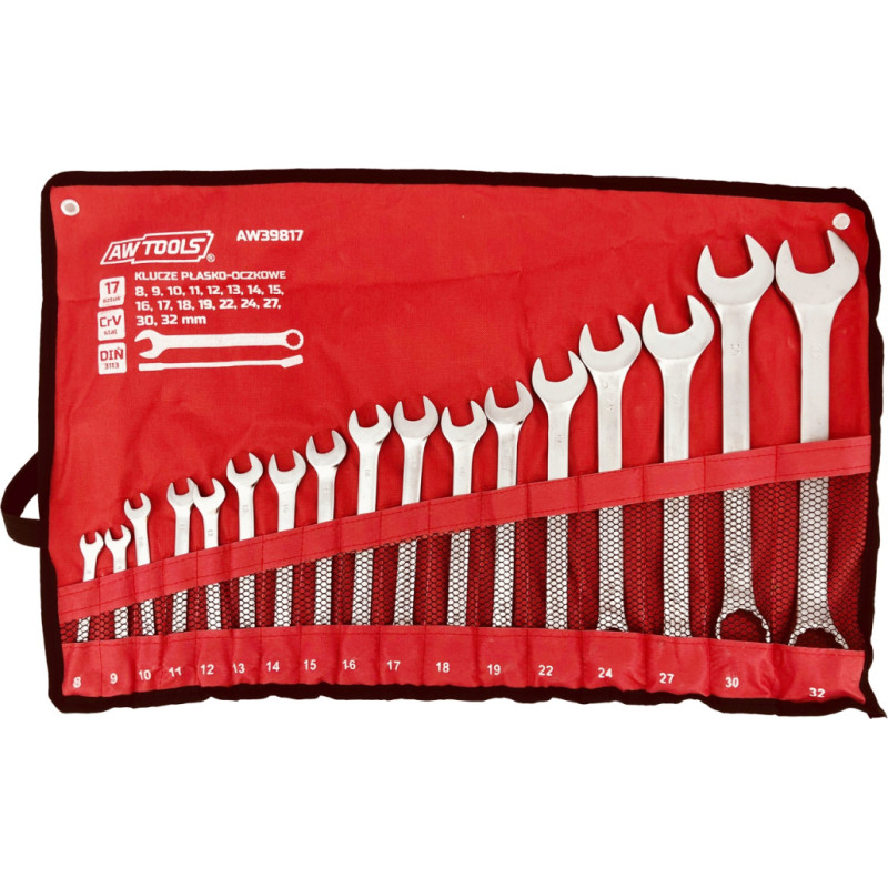 Awtools AW COMBINATION WRENCH SET 8-32mm 17pcs/ SATIN FINISH