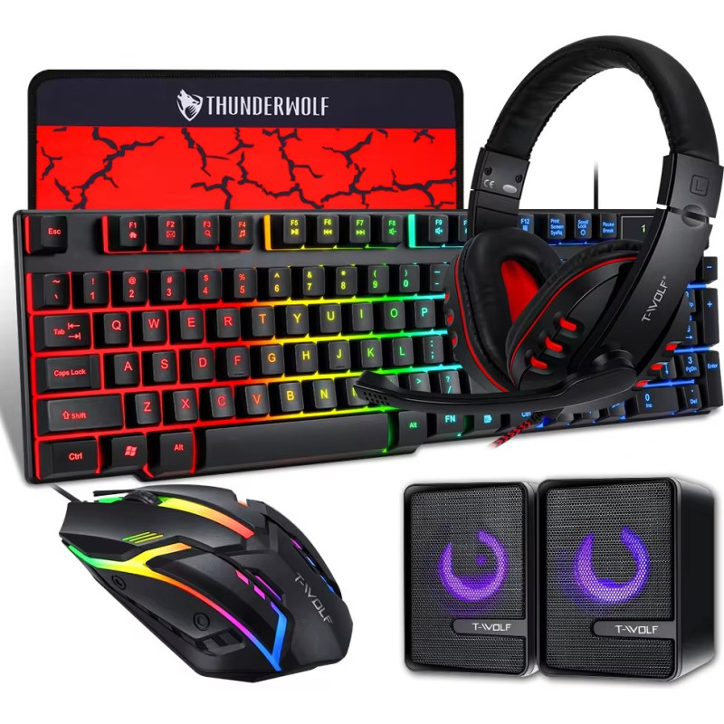 Extralink Gaming Set TF850 5in1 | Set of keyboard + mouse + headphones + pad + speakers | LED backlight