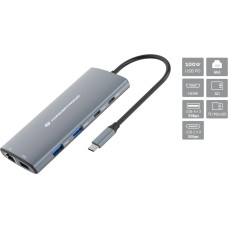 Conceptronic DONN06G dokstacija Vadu USB 3.2 Gen 1 (3.1 Gen 1) Type-C Pelēks