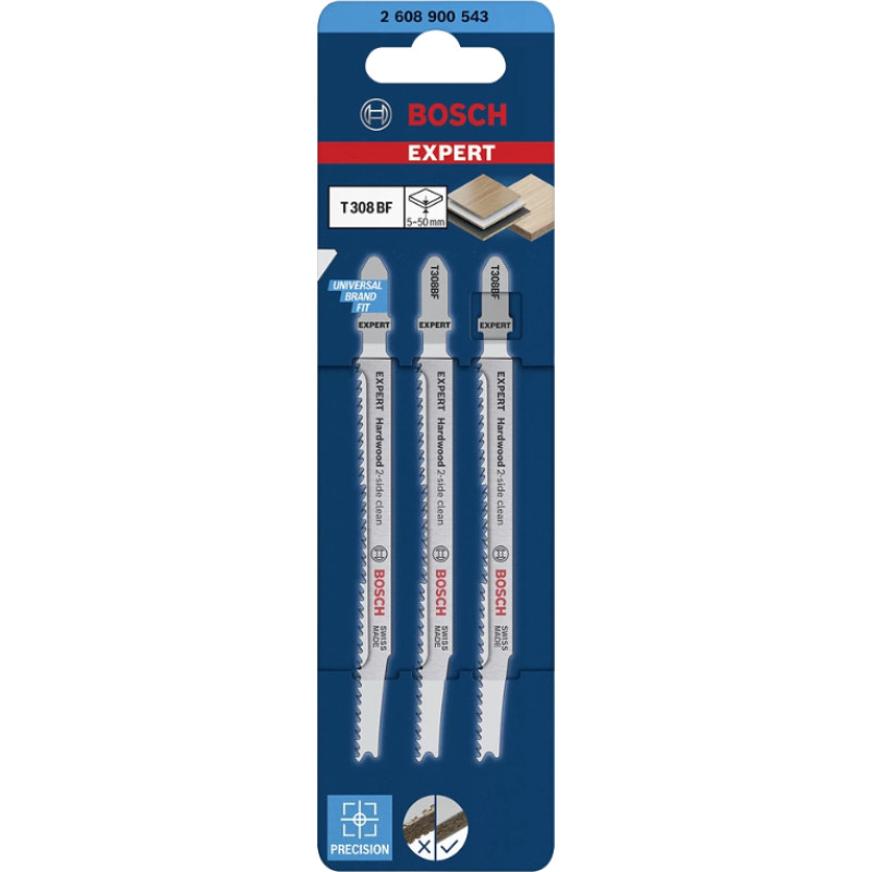 Bosch JIGSAW BLADE EXPERT HARDWOOD T308BF 3PCS