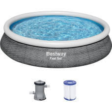 Bestway Fast Set above ground pool set, ? 457cm x 84cm, swimming pool (slate, with filter pump)