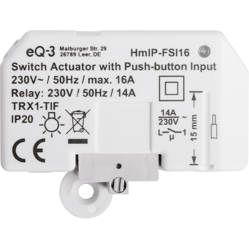 Homematic Ip switching actuator with button input (HmIP-FSI16), switch (white, flush-mounted)