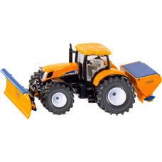 Siku SUPER tractor with clearing blade and spreader, model vehicle