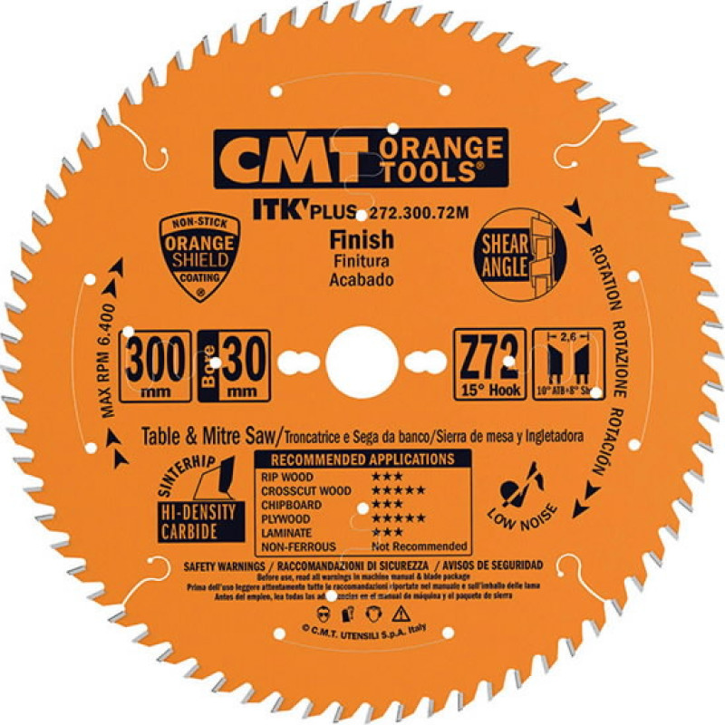 CMT Zāģripa kokam 305x2,6/30mm Z72  a-5° Neg., CMT