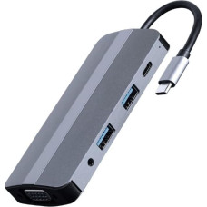 Gembird Adapter USB-C 8in1, HDMI, USB-C, PD, VGA, USB 3.1, 2.0, audio, card reader