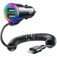 Joyroom Car charger Joyroom JR-CL25, 2x USB + Lightning cable (black)