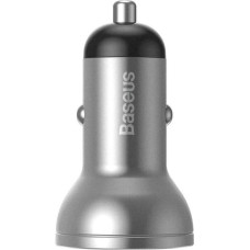 Baseus Ładowarka samochodowa Baseus z wyświetlaczem, 2x USB, 4,8A, 24W (srebrna)