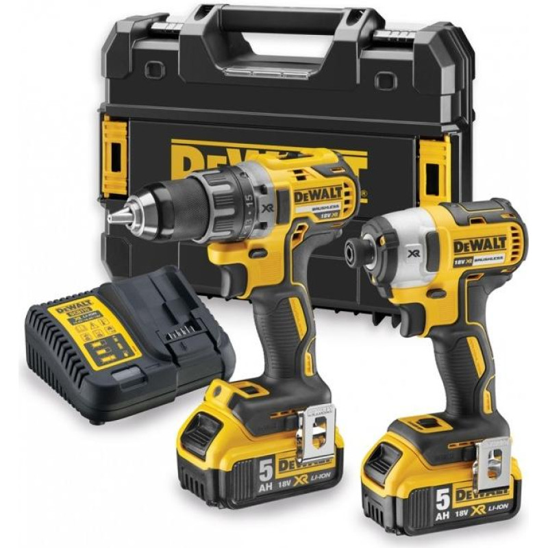 Dewalt ZESTAW COMBO 18V WKRĘTARKA DCD791 + ZAKRĘTARKA DCF887 2 x 5,0Ah + WALIZKA TSTAK DCK268P2T