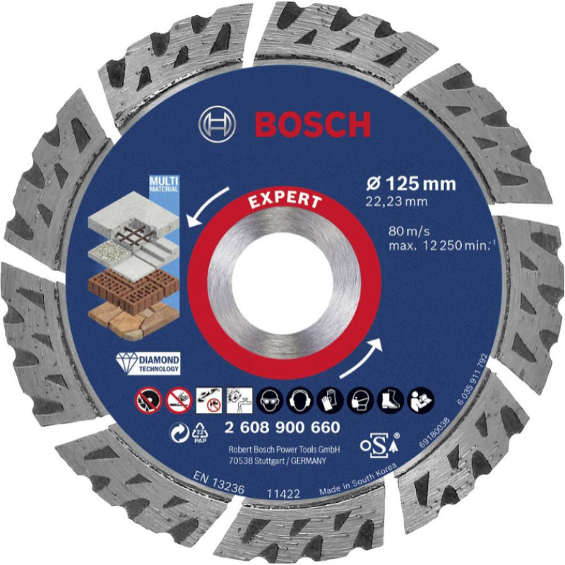 Bosch DIAMSEGMENTED BLADE 125X2223X22MM EXPERT MULTI MATERIAL