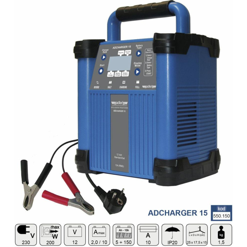 Adler PROSTOWNIK ELEKTRONICZNY 12V ADCHARGER 15