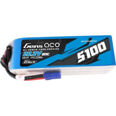 Gens Ace G-Tech 5100mAh 80C 22.2V 6S1P Lipo Battery Pack with EC5 plug