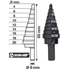 Milwaukee WIERTŁO STOPNIOWE  4-20mm (9 - STOPNI : 4,6,8,10,12,14,16,18,20mm)