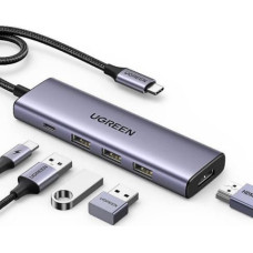 Ugreen 15596 dokstacija Vadu USB 3.2 Gen 1 (3.1 Gen 1) Type-A + Type-C Alumīnijs