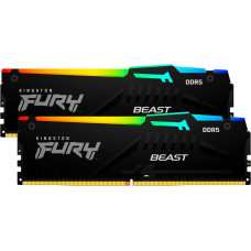 Kingston FURY DDR5 - 32GB - 6400 - CL - 32 (2x 16 GB) dual kit, RAM (black, KF564C32BBAK2-32, FURY Beast RGB, INTEL XMP)