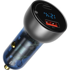 Baseus Dual Quick Charger Car Charger Baseus Particular Digital Display QC+PPS 65W (Silver)