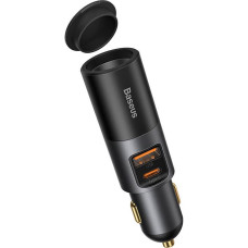 Baseus Share Together Fast Charge Car Charger with Cigarette Lighter Expansion Port, 2x USB, 120W (Gray)