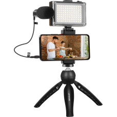 Puluz Live broadcast kit Puluz tripod mount + LED lamp + microphone + phone clamp