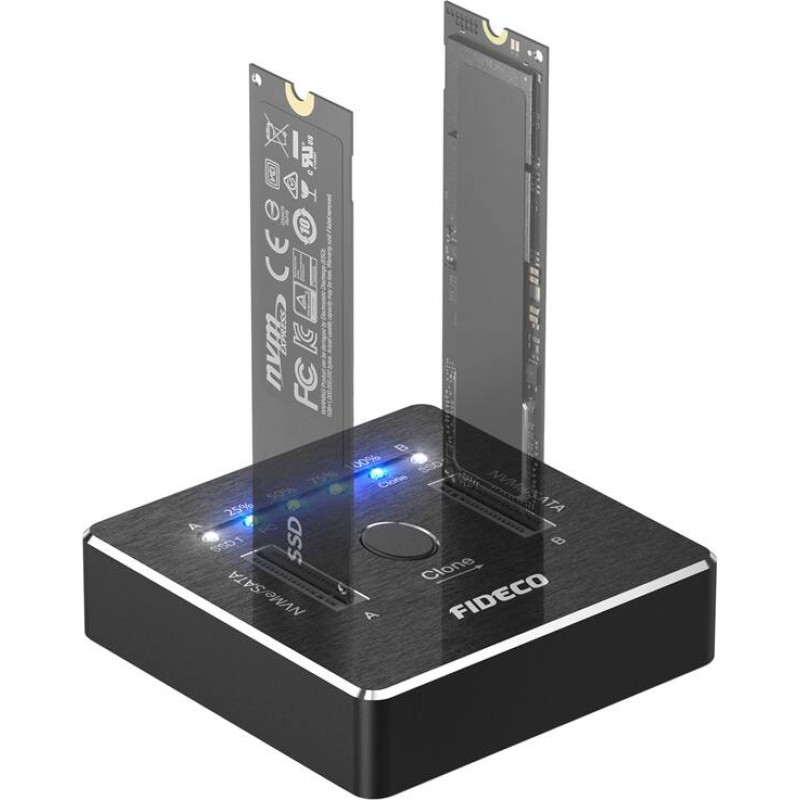 Fideco M2288 SSD M.2 NVMe/SATA 20Gbps Docking/Cloning Station (USB 3.2, UASP, TRIM)