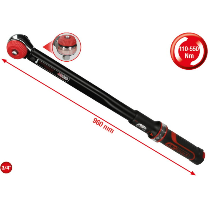 Ks Tools Momentatslēga ERGOTORQUEprecision 3/4´´, 110-550Nm, KS Tools