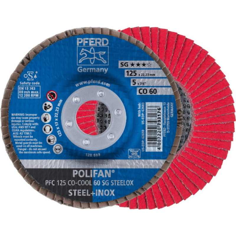 Pferd Lameļu disks SG STEELOX CO-COOL 125mm P60 PFC, Pferd