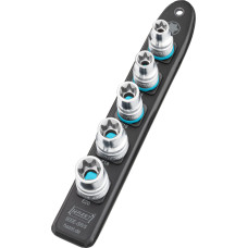 Hazet SmartRail 1/2 socket set outside TORX, 5 pieces (black, E12 - E20, short)