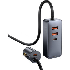 Baseus Car charger Baseus Share Together with extension cord, 2x USB, 2x USB-C, 120W (grey)