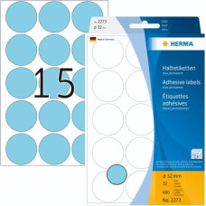 Herma Adhesive Labels blue 32mm 32 Sheets 111x170 480 pcs. 2273