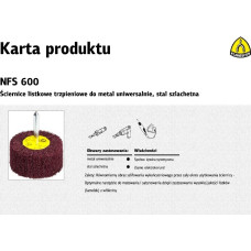 Klingspor ŚCIERNICA LISTKOWA TRZPIENIOWA Z WŁÓKNINY NFS600  80mm x 50mm x 6mm MEDIUM