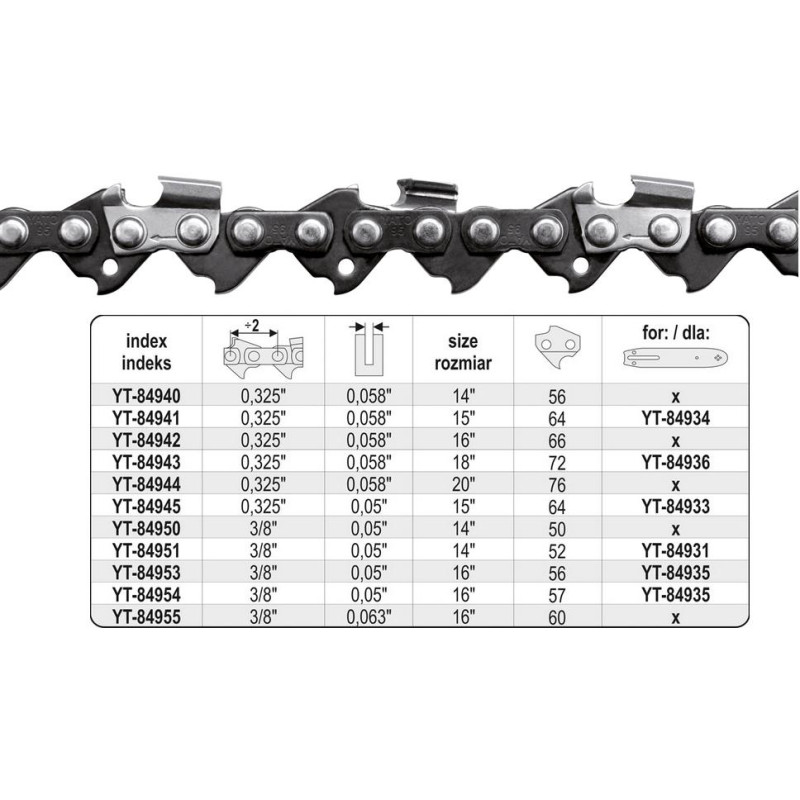 Yato ŁAŃCUCH TNĄCY DO PILARKI 50cm/76/325