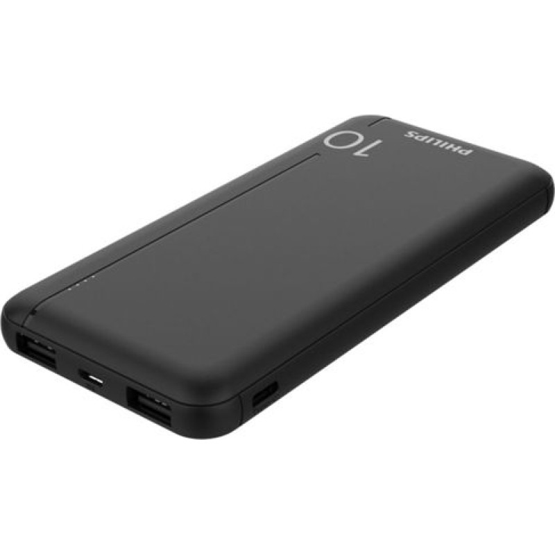 Philips Slim Powerbank 10000mAh mit LED + Micro-USB Kabel black