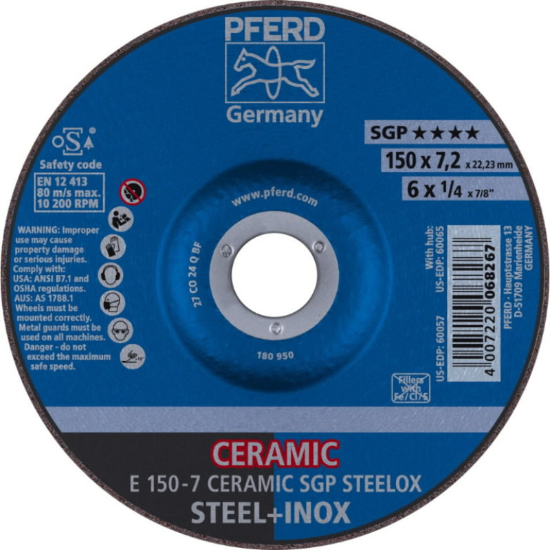 Pferd Slīpēšanas disks SGP Ceramic Steelox 150x7,2mm, Pferd