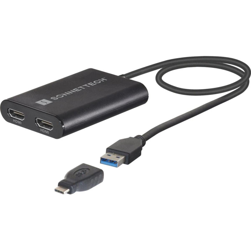 Sonnet Adapter USB 3 Dual 4K 60Hz HDMI, for M1 Macs (black, 30cm)