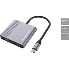 Conceptronic DONN13G dokstacija Vadu USB 3.2 Gen 1 (3.1 Gen 1) Type-C Pelēks